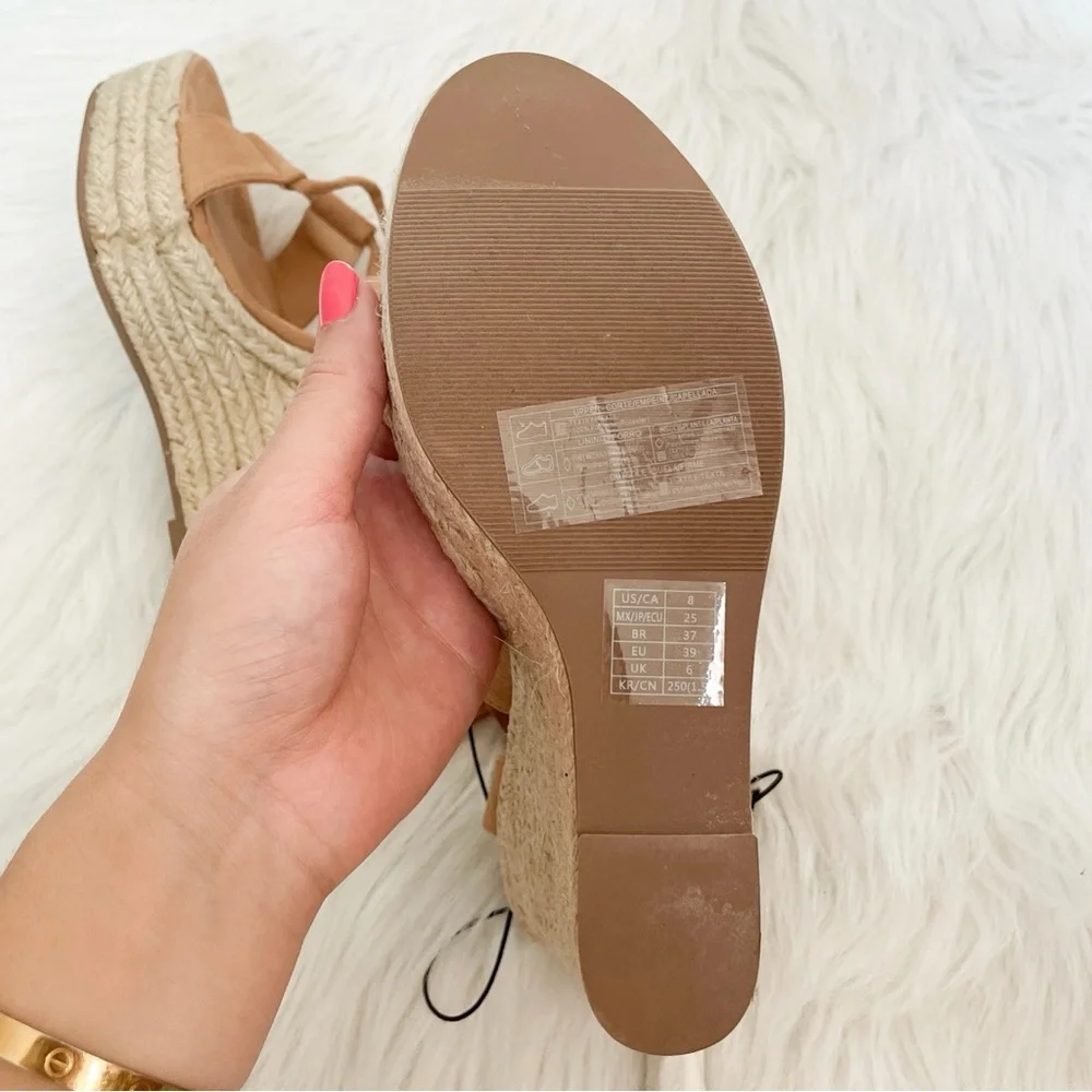 Light Brown Taupe Strappy Wedge Heels